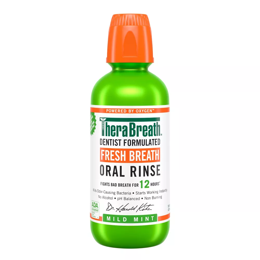TheraBreath Fresh Breath Mouthwash, Mild Mint, 16 Oz